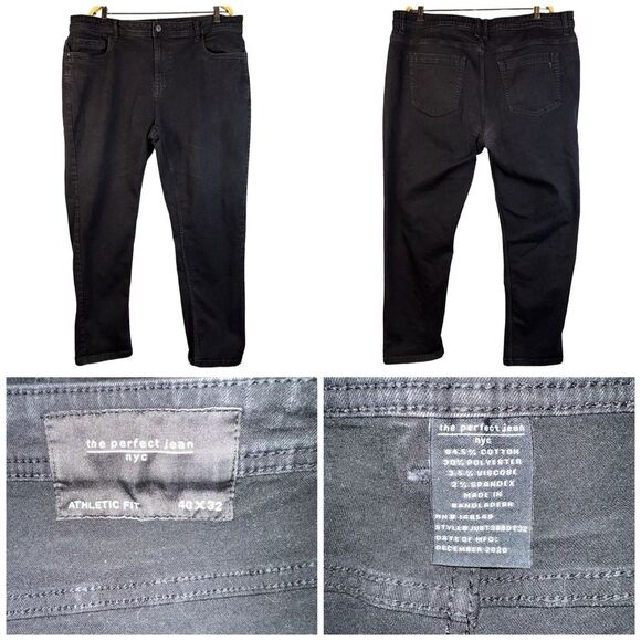 The Perfect Jean NYC Jeans Mens 40x32 Black Faded Athletic Fit Comfort Cowboy - Picture 6 of 10